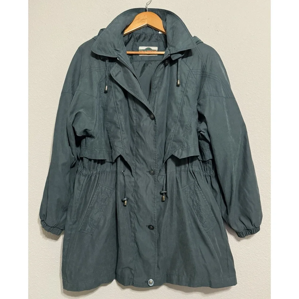 Y2K‎ Vintage Outbrook Womens Green Chore Coat L Full Zip & Button Vented